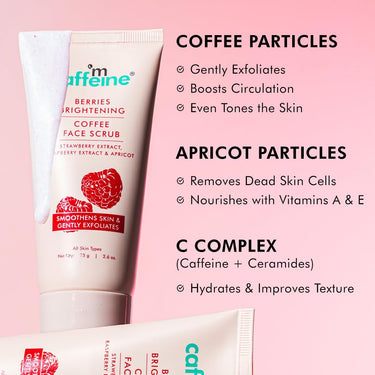 mcaffeine Berries Brightening Coffee Face Scrub For Glowing Skin | Gently Exfoliates, Smoothes & Improves Skin Tone | Removes Tan & Dead Skin | For Women & Men - Pack Of 2 - 75Gm